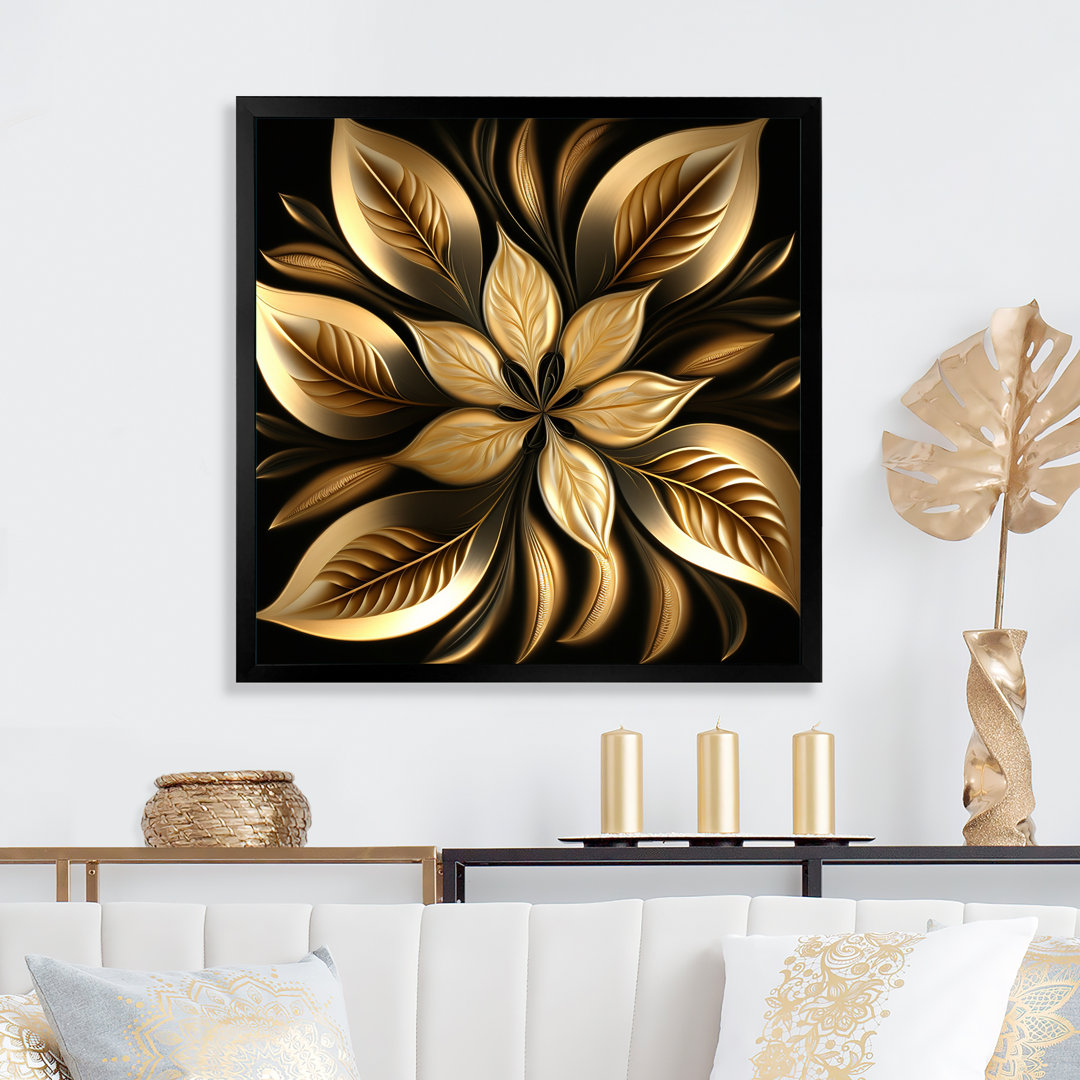 Longfellow " Golden Lily On Black III " Willa Arlo™ Interiors 