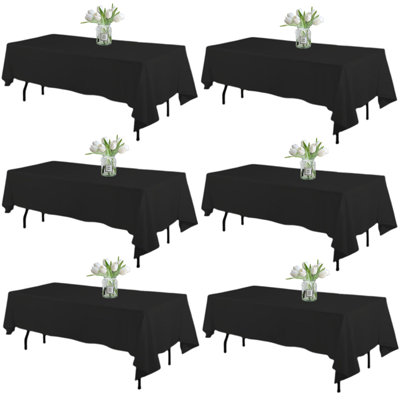 6 Pack Black Table Cloth Rectangle Tablecloths 60X102 Inch,Polyester Table Cloth For 6 Foot Rectangle Tables,Wrinkle Resistant Washable Fabric Table Covers For Party,Wedding Banquet