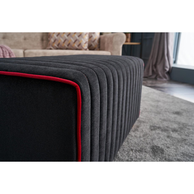 Repose-pieds rembourré rectangulaire Tekas Laylanii, Rouge / anthracite