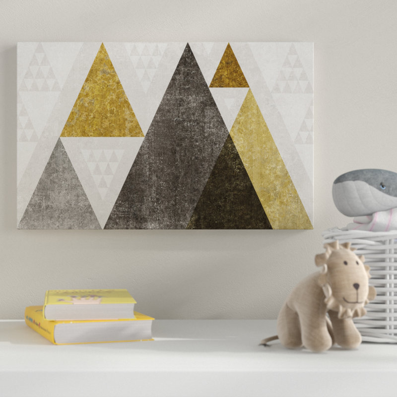 Art sur toile Guarani «Mod Triangles I Gold», H 12 po x l 19 po x P 2 po
