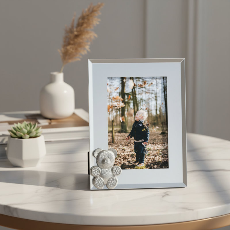 Teddy Bear 4" x 6" Picture Frame, Gold/White, 5" x 7"