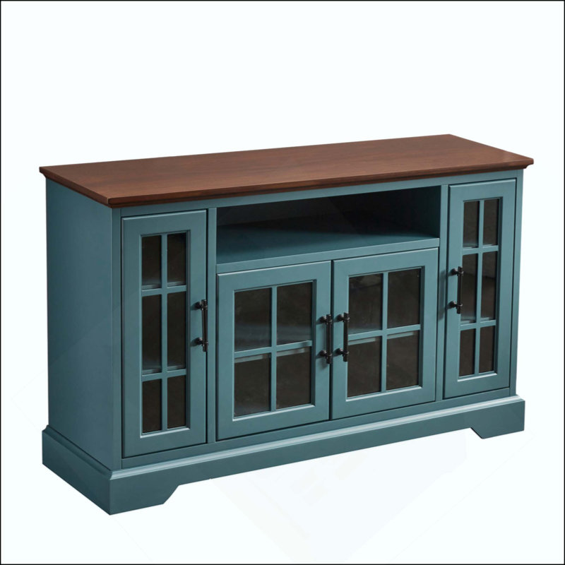 Table élégante avec 4 portes en verre trempé et tablettes réglables pour des solutions de rangement modernes