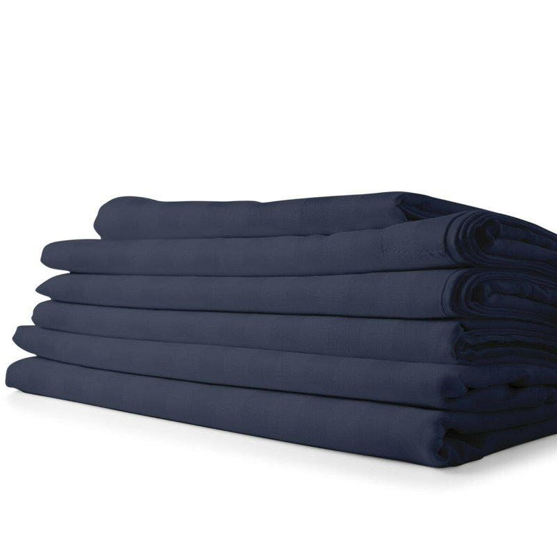 Ensemble de draps en microfibre Tanju, Ensemble de draps pour lit double, Bleu marine