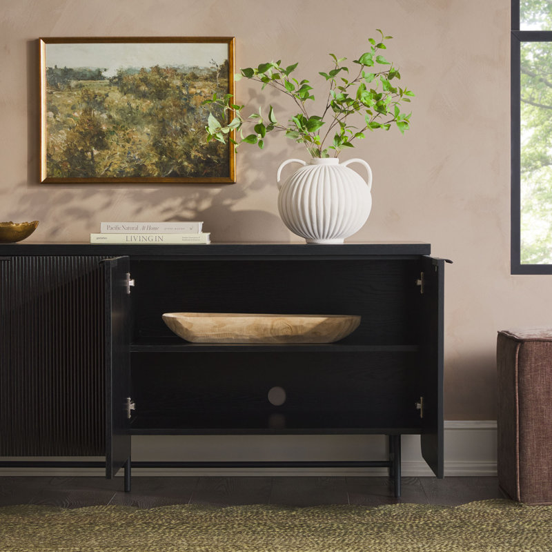 Ludlow Reeded 4-Door Black Sideboard