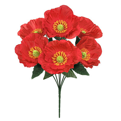 Artificial Poppy Flower Bush
