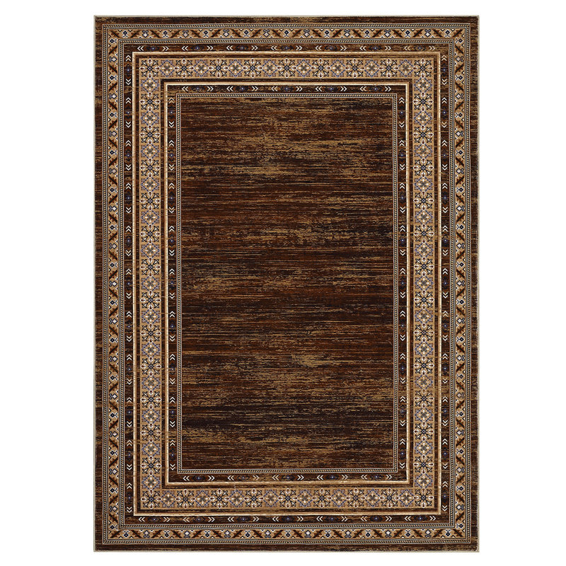Tapis rectangulaire lavable à la machine 10 x 13 pi Polyester Rouge Brun, Rectangle 10 pi x 13 pi, Brun-rouge
