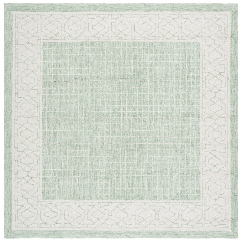 Ebony 278 Hand Tufted Indian Wool Pile Geometric Rug, Square 6'