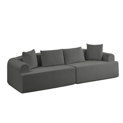 104" Oversized Curved Sectional Sofa, Pet-Friendly Chenille Couch with 4 Pillows, No Assembly Required,Dark Grey
