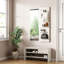 Miroir d'appoint mural pleine longueur - Design multifonctionnel avec tablette et crochets