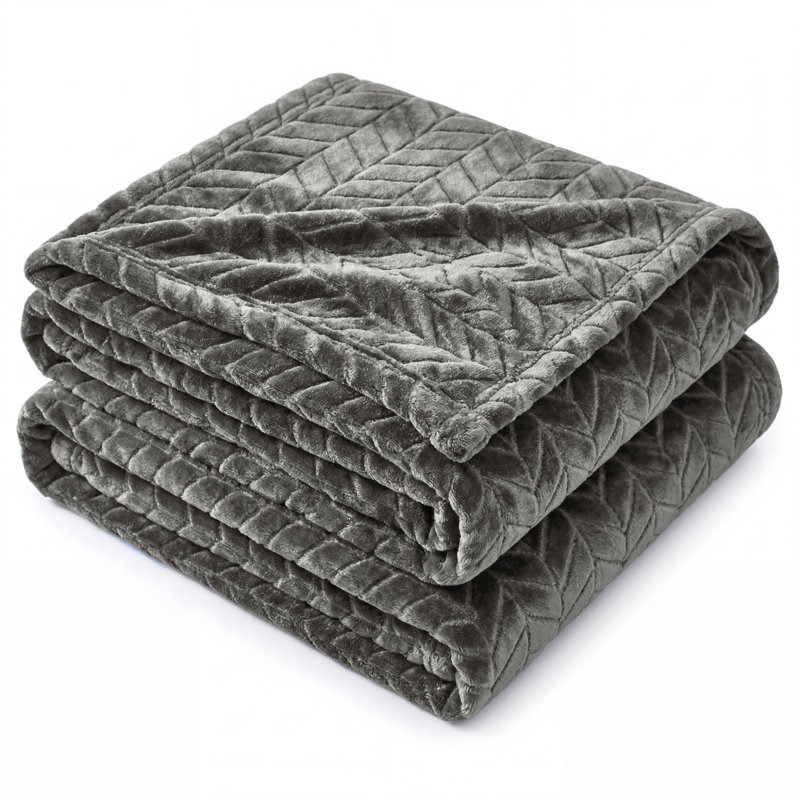 Couverture en molleton doux à chevrons Hope, Lit simple, Gris anthracite
