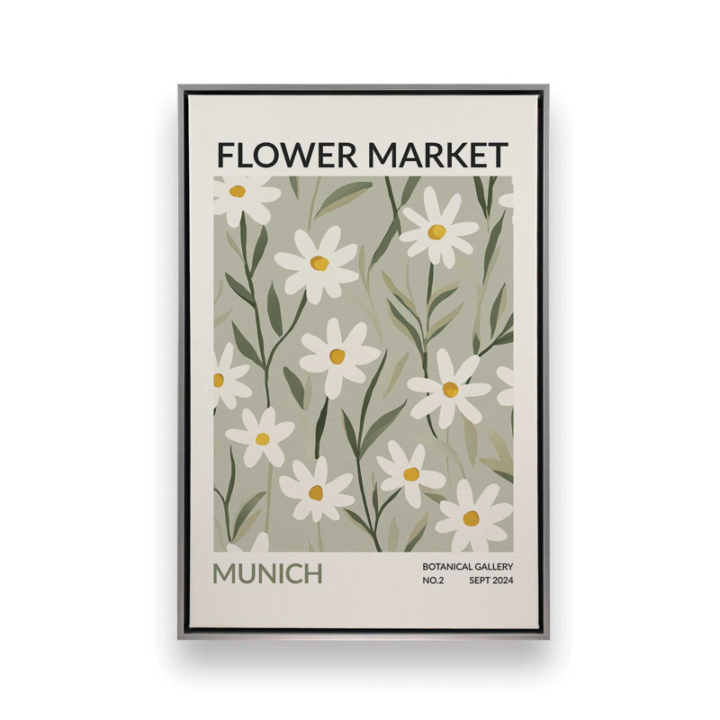 Marché aux fleurs de Munich, Cadre flottant en chrome poli, H 48,75 po x l 32,75 po