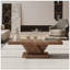 Table basse moderne à pieds croisés, conception robuste en forme de X, placage en bois massif, grande table centrale de salon avec amplement d'espace de rangement-129149242