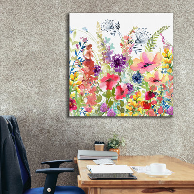 «Whimsical Wildflowers B» par Jean Plout, art mural sur toile