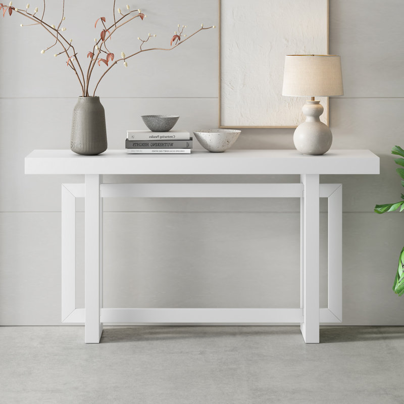 Table d'entrée 59,1 "peinte avec placage de pin, White