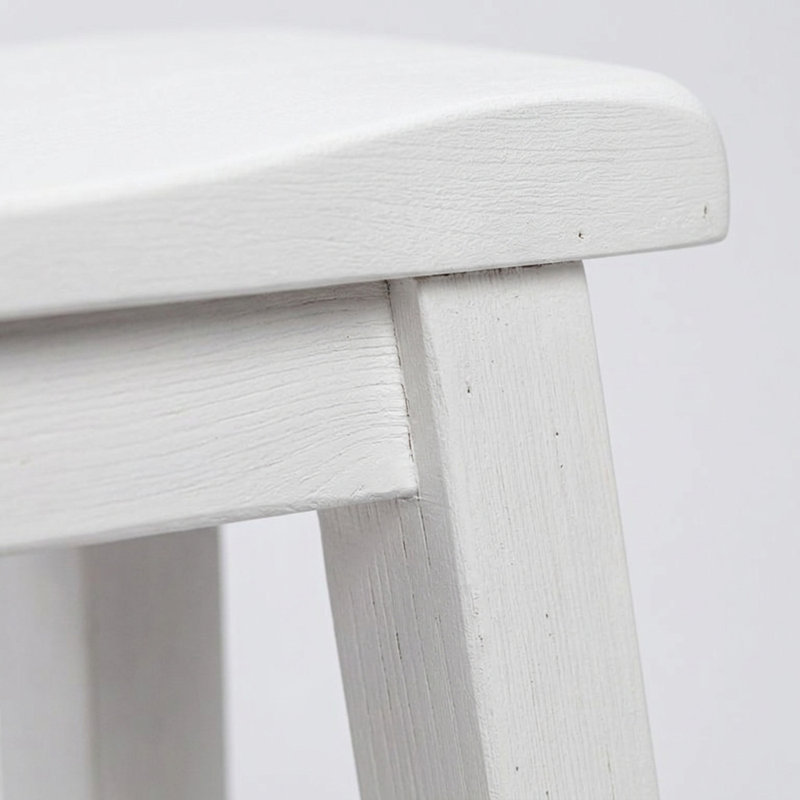 Ensemble de salle à manger rectangulaire 4 pièces en bois blanc brossé avec 2 tabourets et un banc