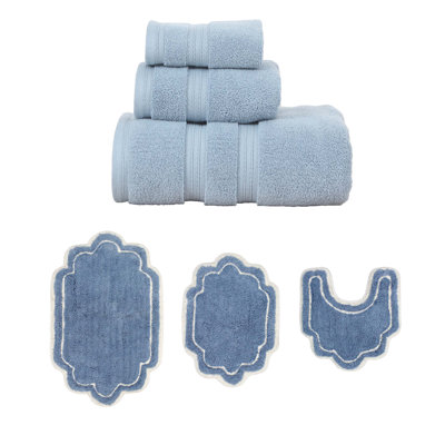 Ensemble de serviettes 3 pièces et de tapis de bain 3 pièces Talbert Collection (100% coton doux), (ensemble de 6)