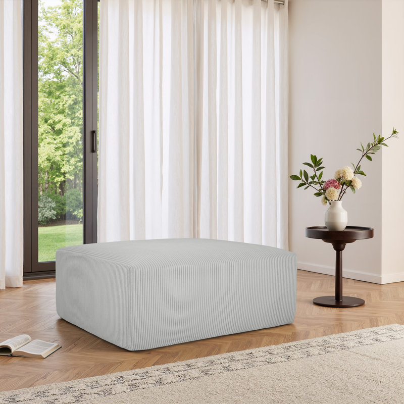 40.12cm Wide Rectangle Solid Colour Ottoman, Light Grey