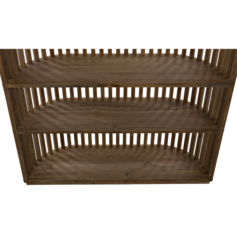 Opal Curved Teak Bookcase with Round Metal Accents