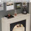 Armoire décorative française en bois massif de style crème arquée-428299592