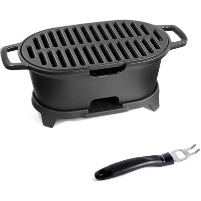 Mini Hibachi Grill Outdoor, Portable Small Charcoal Grill And Tabletop Cast Iron Skillet, 100% Cast Iron, Durable, Camping BBQ Grill Grate 11"" X 6.7 -  MARLIN MANUFACTURING COMPANY, INCORPORATED, ZXB0D8GWW4Y6