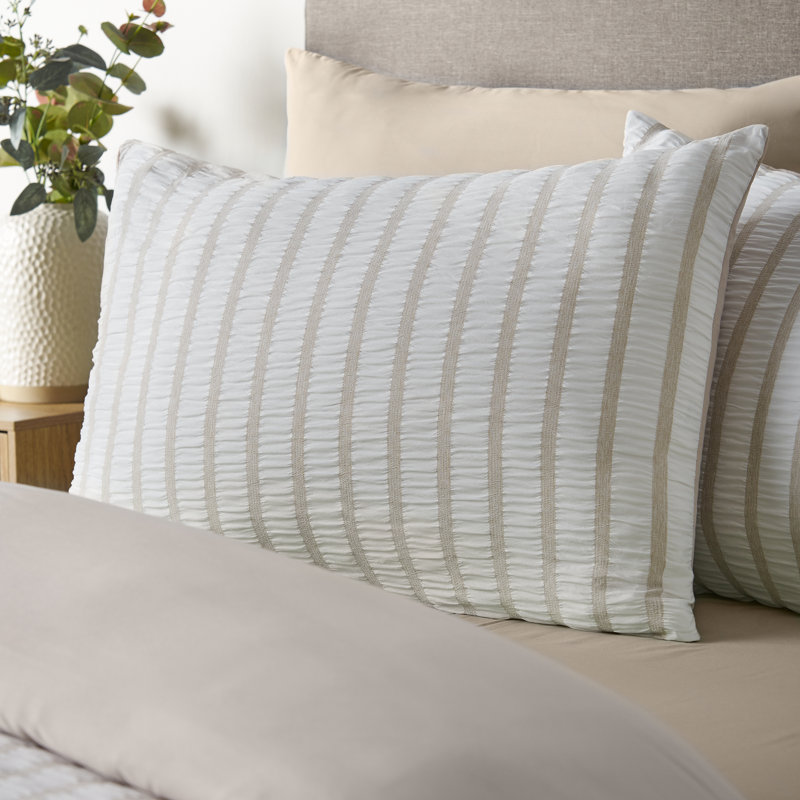 So Soft Seersucker Stripe Duvet Cover Set, Natural, King