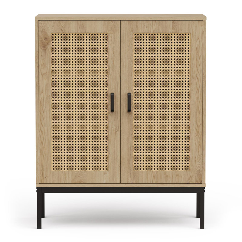  2 Door Tall Rattan Sideboard