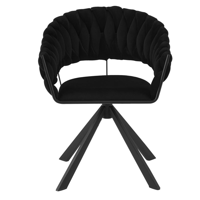 Armadillo 45.5cm H Tufted Velvet Upholstered Upholstered Back Armchair, Black, 4