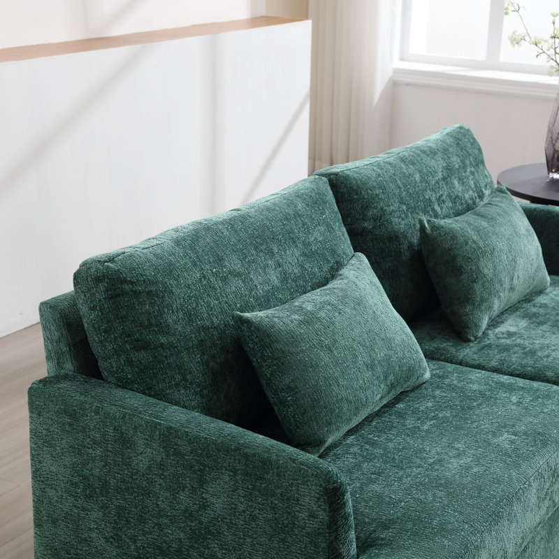 Canapé en chenille de style Mid-Century, Emerald Chenille