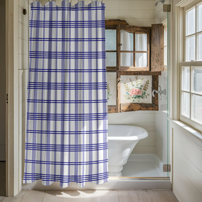 Rideau de douche bleu marine et blanc de qualité supérieure