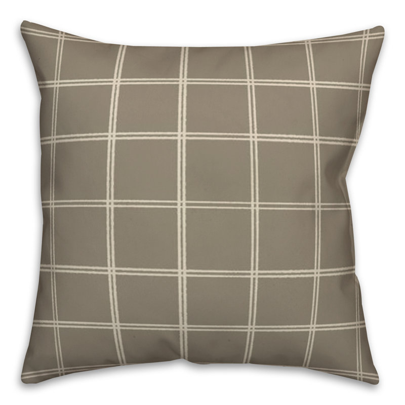 Checkered Throw Pillow, Taupe/White