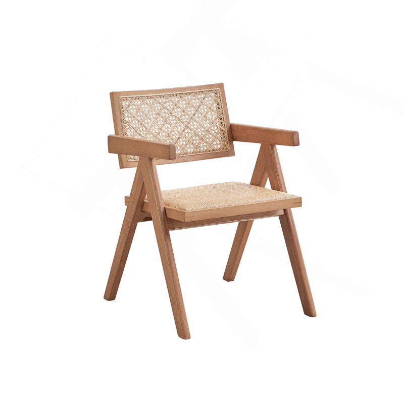 Chaise avec accoudoirs en rotin et finition naturelle (ensemble de 2)