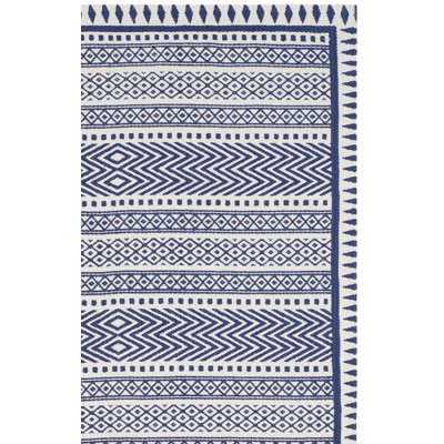 Tapis bleu en coton tissé à la main