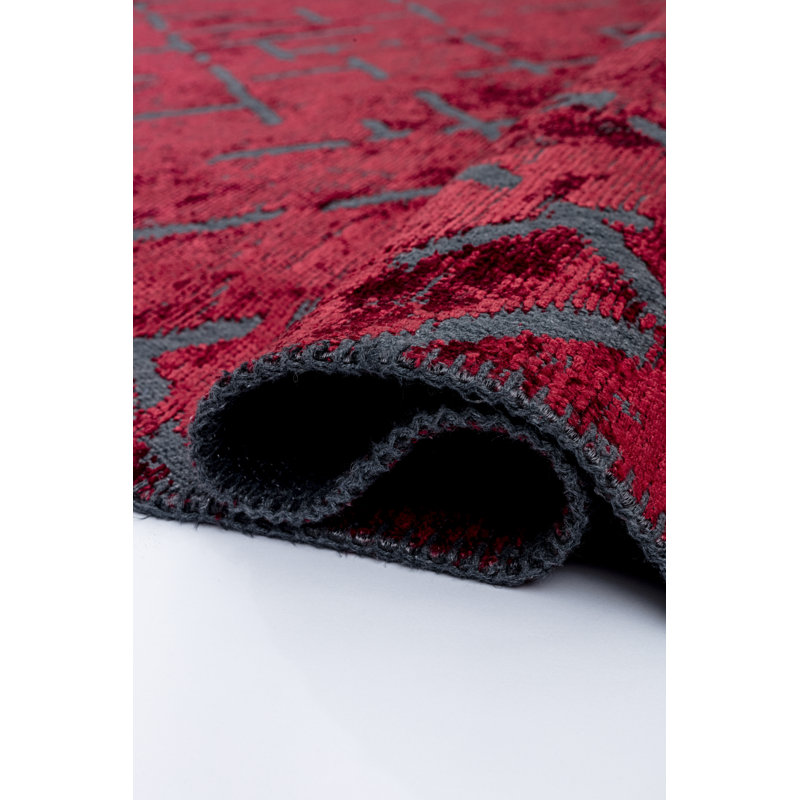 Rapture Red/Gray Luxury Area Rug, Rectangle 7'10" x 11'2"