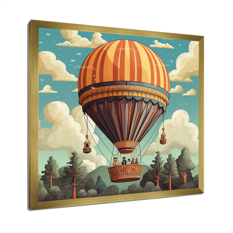 Montgolfière flottante Dreamscape - impression, Cadre doré simple, H 30 po x l 30 po x P 1 po