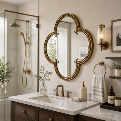 Gold Quatrefoil Ornate Wall Mirror