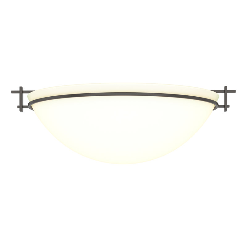 Moonband Semi Flush Mount, Opal, Oil Rubbed Bronze, 6.5" H x 15.9" W x 15.9" D