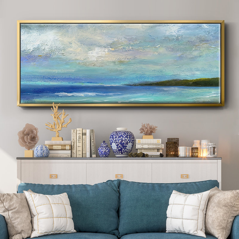 Island Inlet- Framed Canvas, 12" H x 30" W