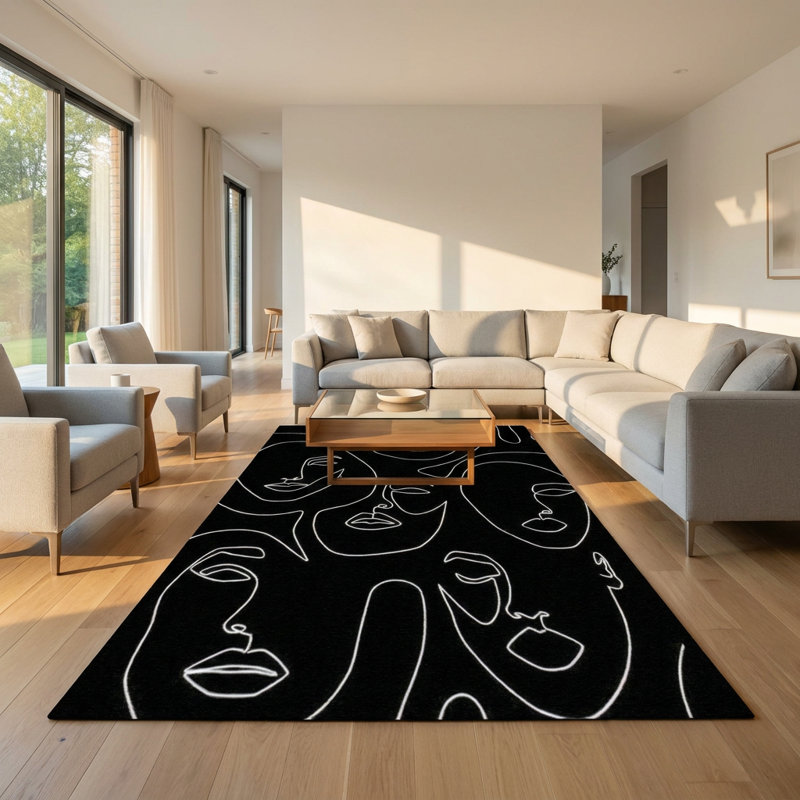 Tapis noir et blanc Amina
