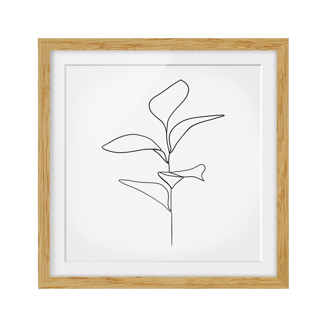 Gerahmtes Poster Line Art Plant Leaves