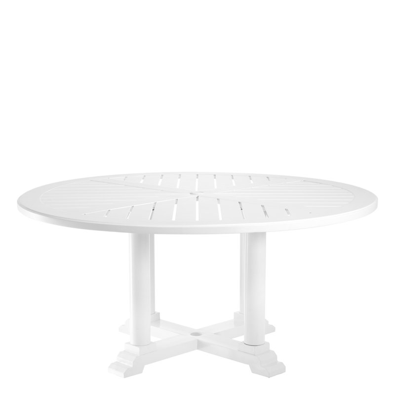 Outdoor Table Outdoor Round Dining Table, White, 29.33" H x 62.99" L x 62.99" W