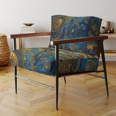 Fauteuil d'appoint rembourré géométrique bleu et doré Melody Of Boho II