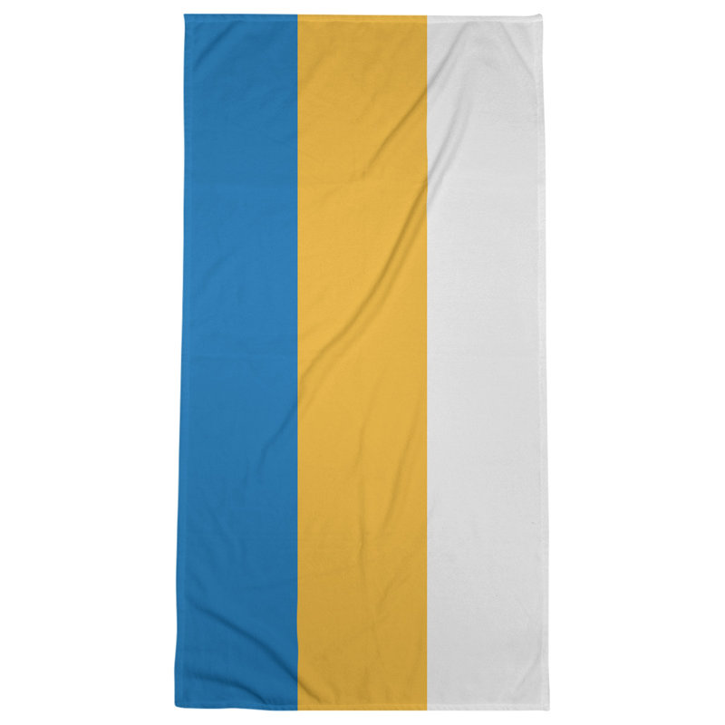 Cotton Blend Lightweight Bath Towel, Royal Blue/Golden Yellow/White