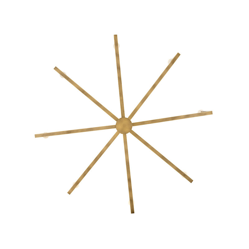 Ezra 8 - Light Steel Dimmable Chandelier, Heritage Brass