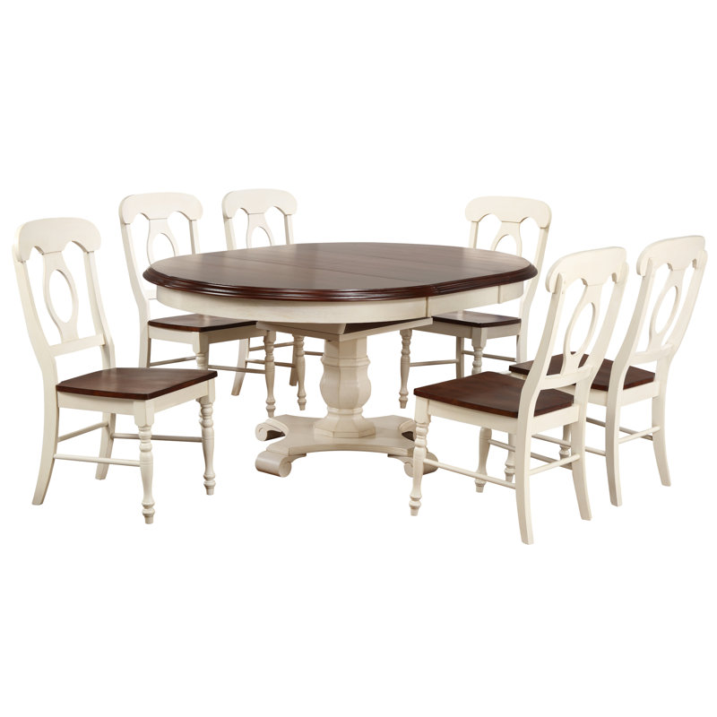 Azura 6 - Person Solid Wood Top Pedestal Dining Set