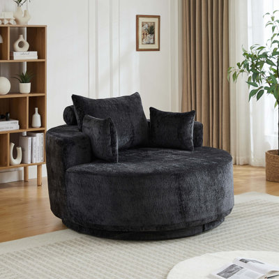 Chaise pivotante simple en mousse de 55 po L, canapé-lit moderne moelleux, chaise pivotante à 360 degrés pour le salon, la chambre à coucher, le salon et la salle de projection