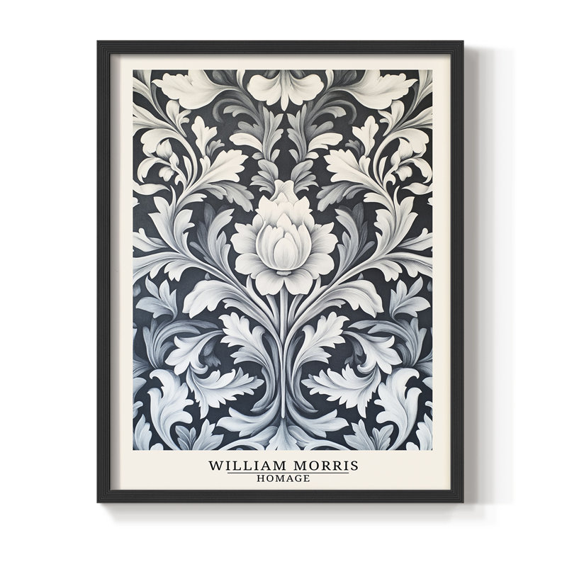 WM MORRIS Series DCCXVIII Framed Print - Solid Wood, Noir, noir, noir, noir, H 21 po x l 17 po