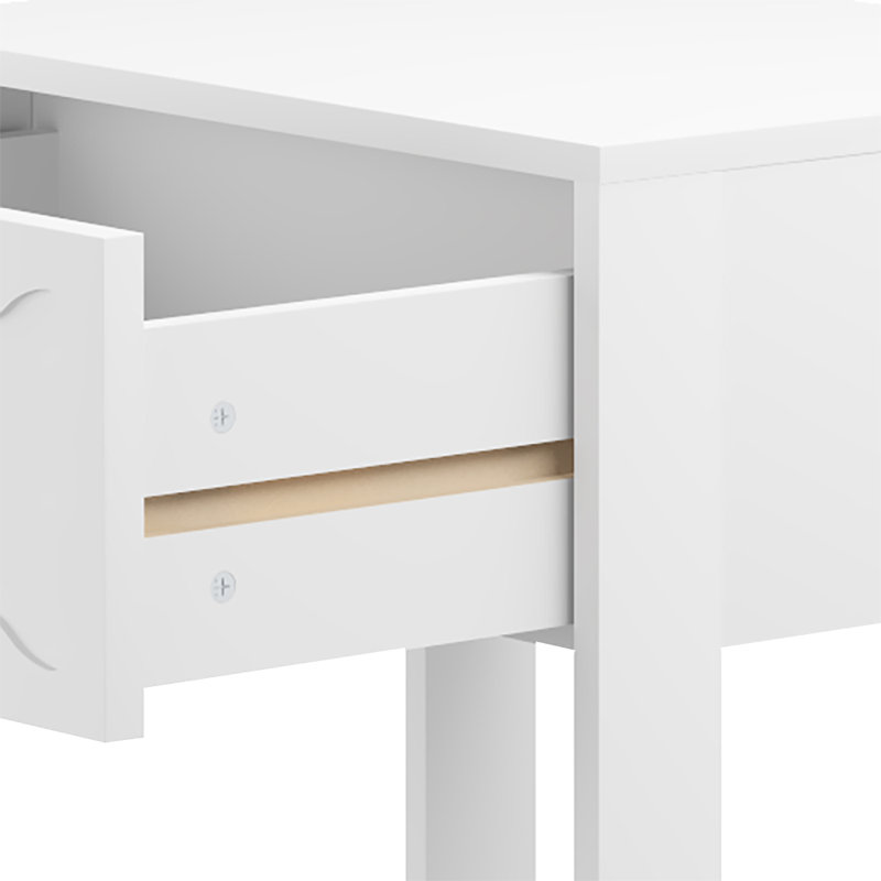 White Wood Nightstand Bed Side Table Small Night Stand with a Drawer and a Bottom Shelf