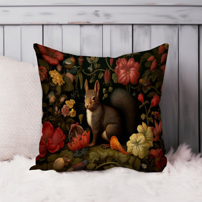 Animals William Morris Squirrel VII Cottage Throw Pillow Cover