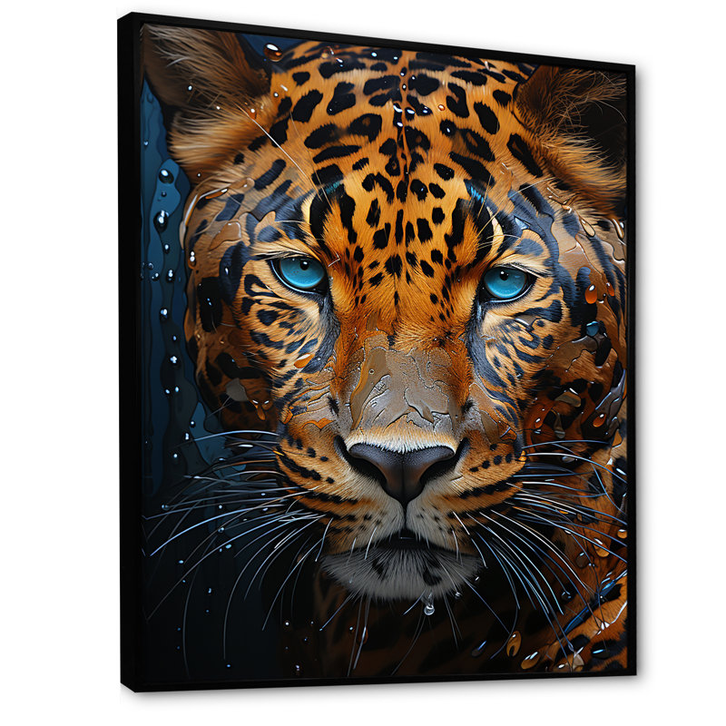 Présence symbolique de jaguar, Cadre flottant noir, H 20 po x l 12 po
