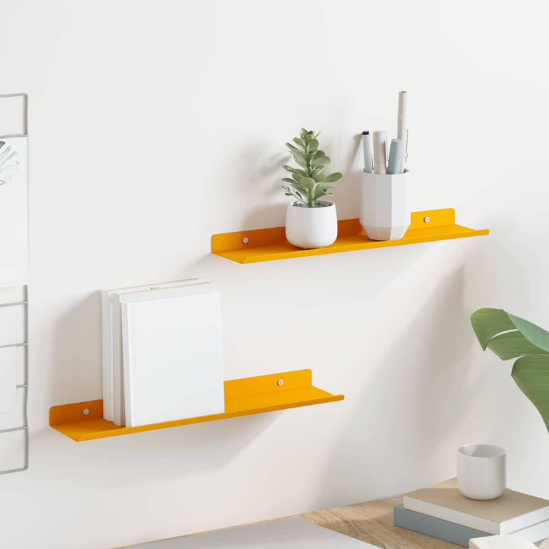 Steel Floating Shelf, Mustard Yellow